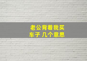 老公背着我买车子 几个意思